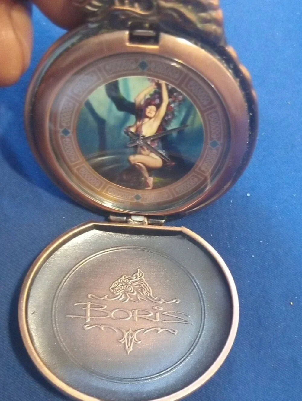 Vintage Boris Vallejo Mistress of Fire Pocket Watch from the Franklin Mint